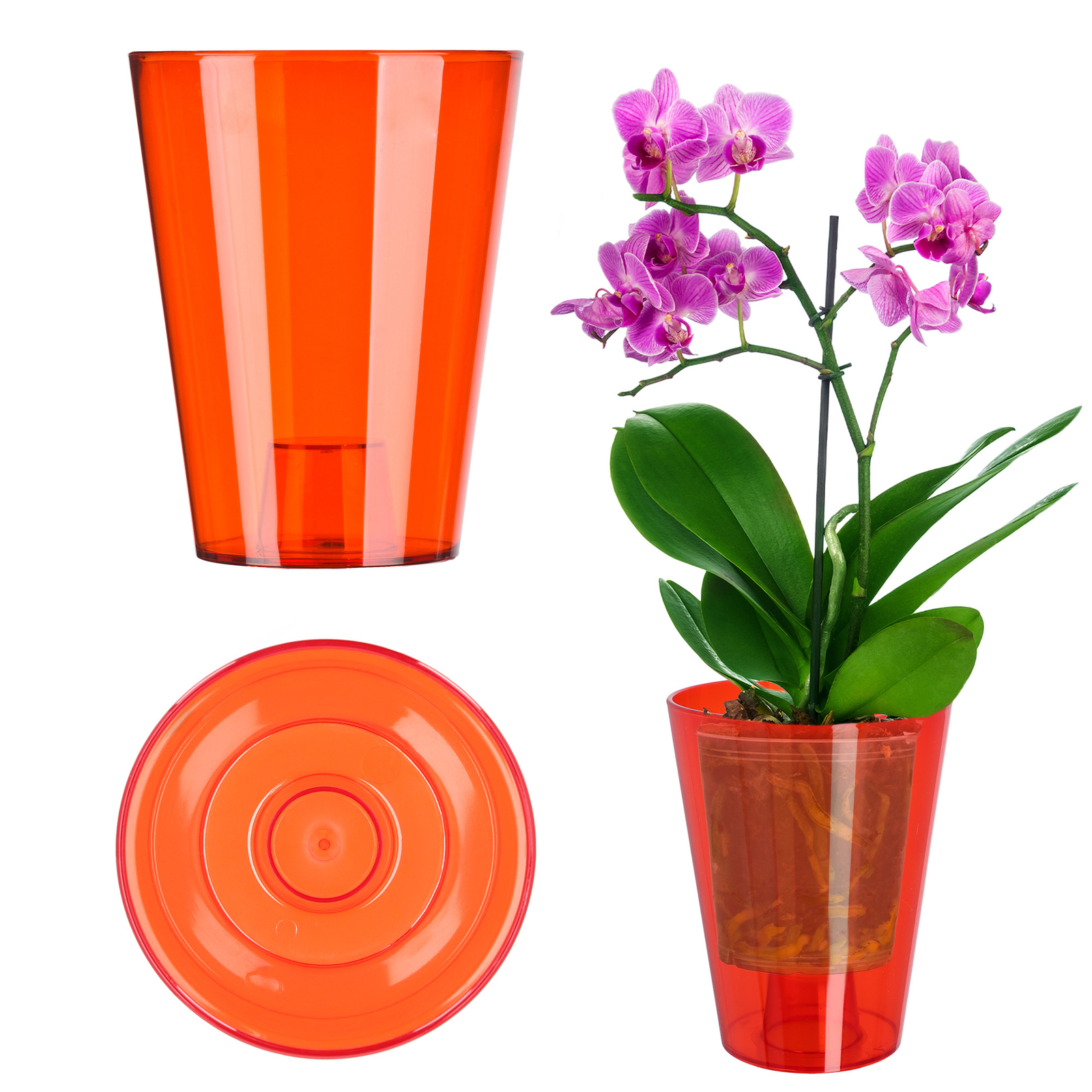 KADAX vaso da fiori, vaso per orchidee, vaso per orchidea, rotondo, 12 cm, rosso