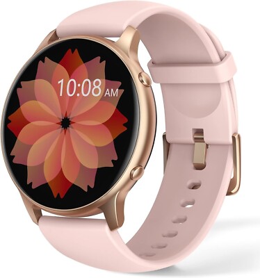 Smartwatch Damen Herren für Android iOS Fitnessuhr Pulsuhr Schrittzähler Rosa