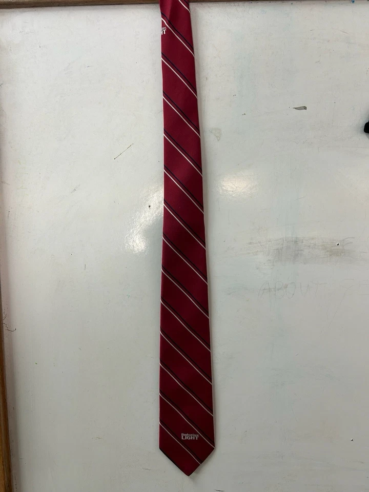 Designer Collection By Regal Tie Red Striped Budweiser Light USA 90s Mens - Image 3 of 4
