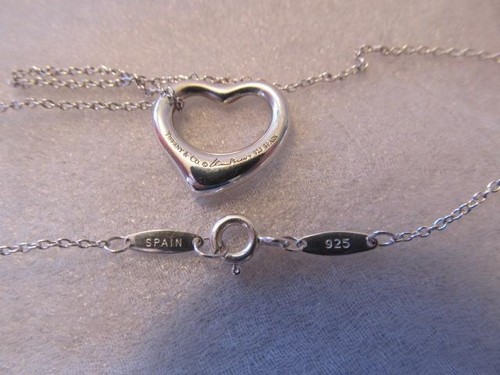 Tiffany & Co. Elsa Peretti 5 Pink Sapphires Open Heart Sterling Pendant~Necklace - 第 9/10 張圖片