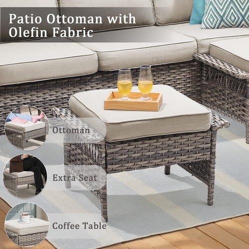 9Pieces Patio Furniture Set Outdoor Sectional Sofas Rattan Wicker Sofa W/ Table - Picture 29 of 42