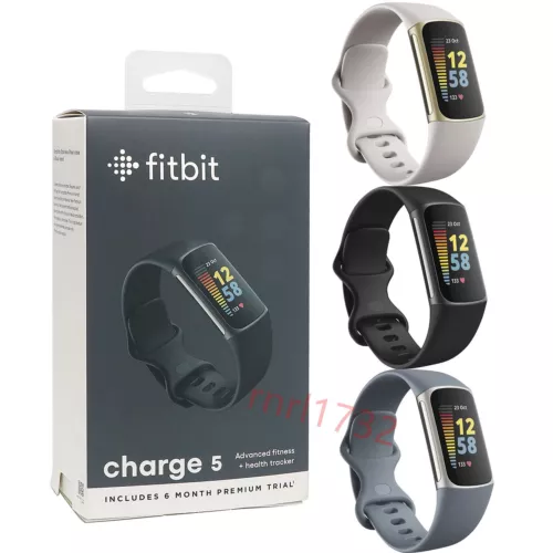 NEW Fitbit Charge 5 Fitness Activity Tracker GPS ECG FB421 Black/White/Blue