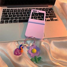 Korean Simple Kawaii Heart Flower Pendant Case For Samsung Galaxy Z Flip5 4 3