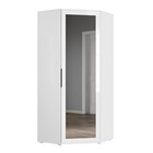 White High Gloss Corner Wardrobe Door Cupboard with Mirror Hanging Rail Shelves