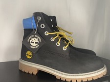 Timberland Boy's 6 Inch Premium Waterproof Boot Black/Blue Nubuck A5TGW Size 5