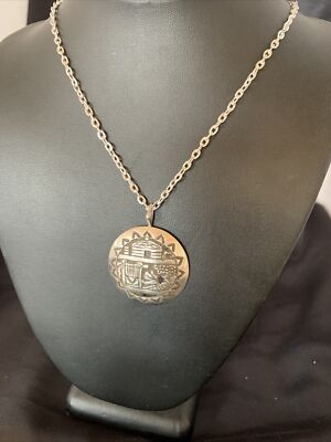 Native Hopi Pueblo Design Pendant Sterling Silver Handmade Necklace 12318