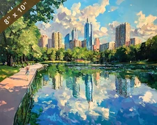 Atlanta with Piedmont Park oil painting 8x10 Print