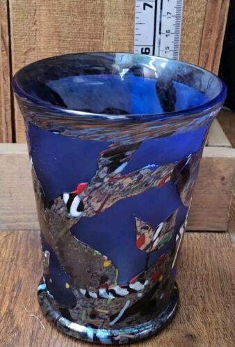 Kosta Boda Bertil Vallien Retired Multi-color Art Glass Vase Bird Motif 5 3/4"T - Picture 9 of 10