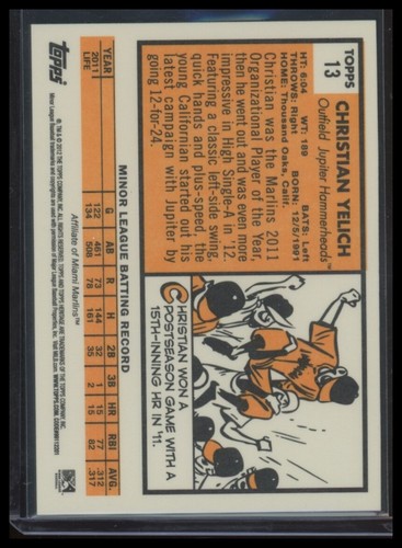 2012 Topps Heritage Minor League #13 Christian Yelich - Picture 2 of 2