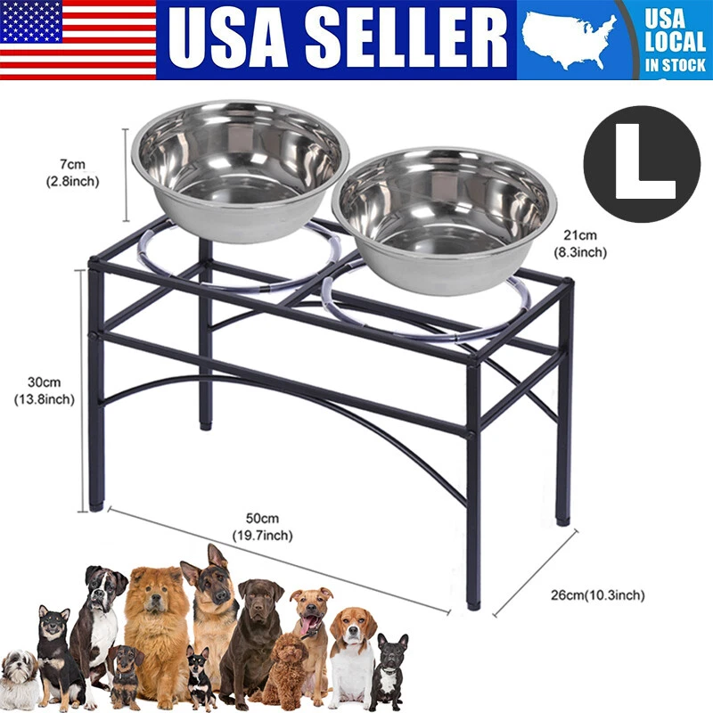 Elevated Raised Dog Bowls Stainless Steel Dog Feeder Bowl Food Water Stand  Large