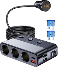 Divisor De Encendedor 3 Enchufes Cigarrillos Cargador Adaptador USB Para Carros