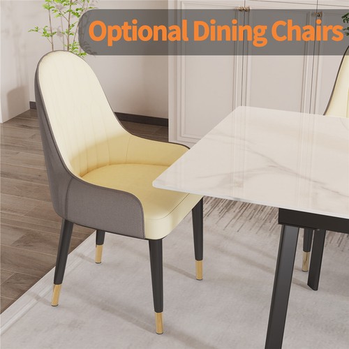 130~160cm Expandable Rectangular Real Marble Dining Table w/ 4 Strong Metal Legs - Picture 15 of 33