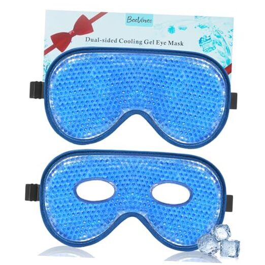 Cooling Eye Mask, 2 Pack XL Jumbo Size Freezer Gel 006 Blue & Hollowed Blue-image