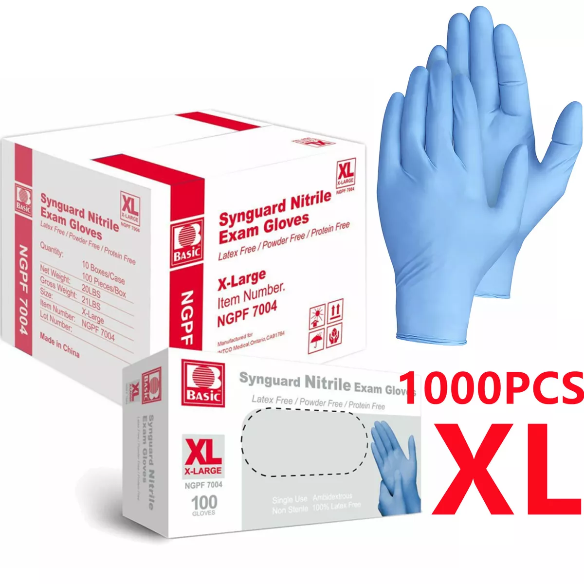 1000PC Disposable Nitrile Gloves Medical Exam Gloves Latex Powder Free XL SIZE