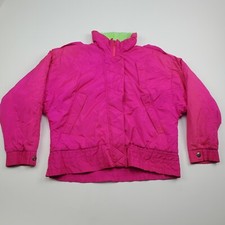 Women 1990's Cb Sports Pink And Lime Green Retro/vintage Windbreaker Coat Size M