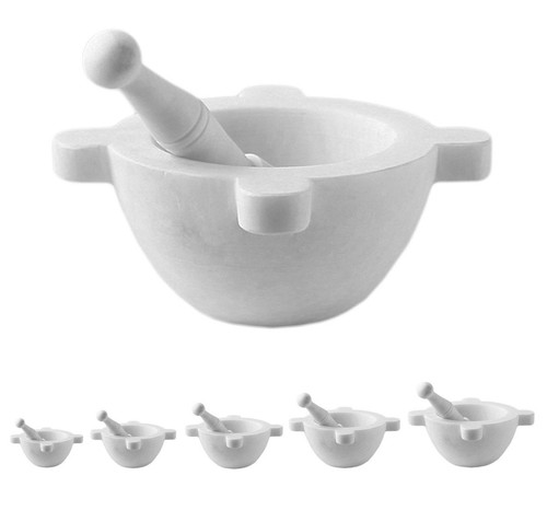 Mortaio da Farmacia Marmo Bianco Pestello White Marble Mortar Pestle Home 10cm - Photo 4 sur 4