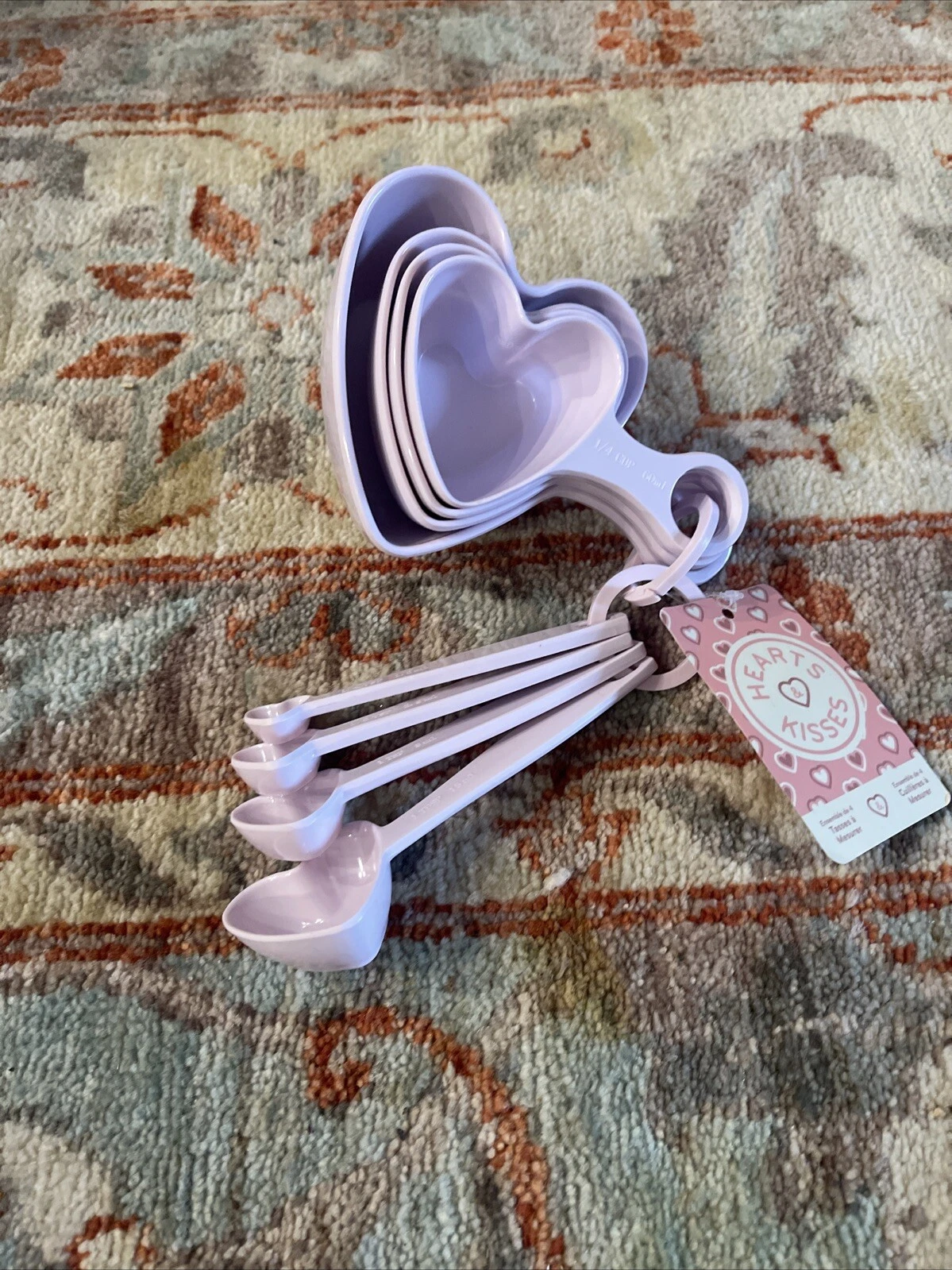 Hearts & Kisses Heart Shaped Cooking Set 8 Measuring Spoons Melamine Light Purpl