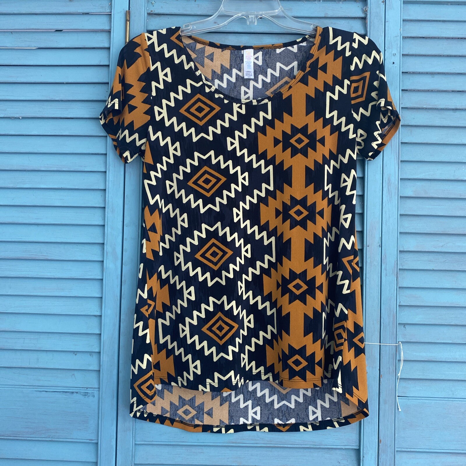 Lularoe Womens Short Sleeve Blouse in Black Beige Brown Size XXS