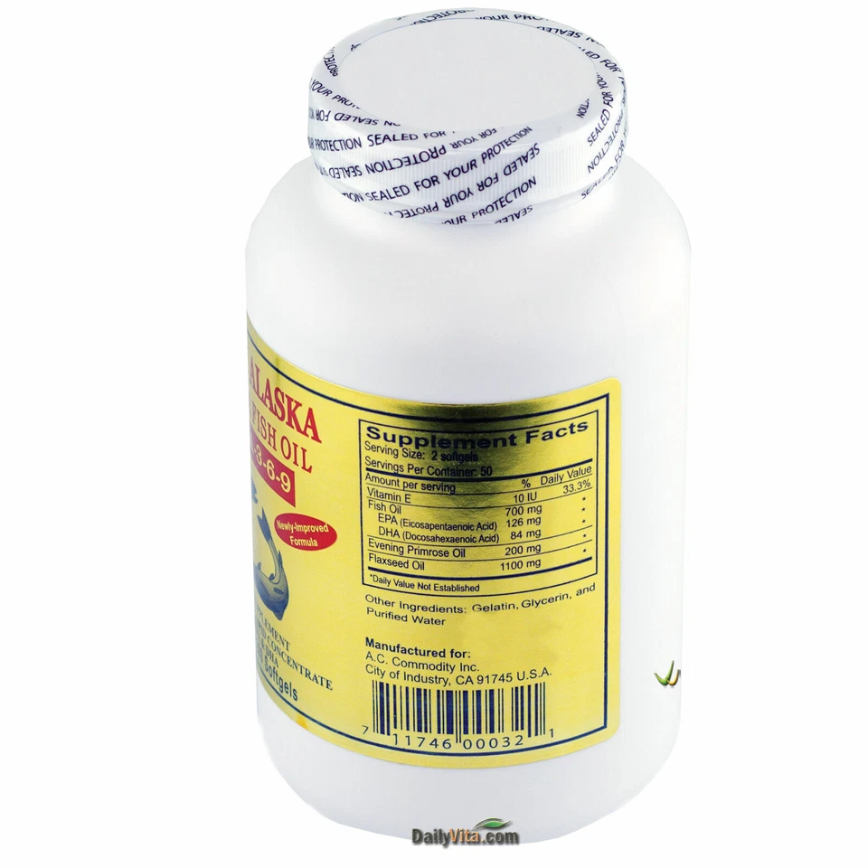 12x 200 Caps Golden Alaska Deep Sea Fish Oil Omega 3-6-9 DHA EPA USA MADE - Image 2 of 3