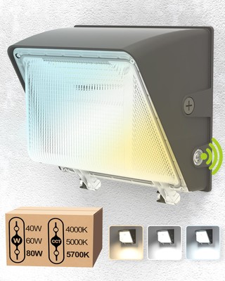 LED Wall Pack Light 80W/60W/40W & 3CCT 4000K/5000K/5700K Tunable, 12000LM (15...