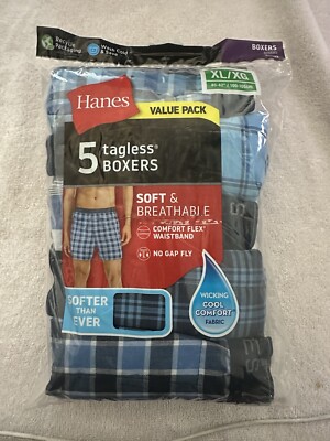 Hanes 841BX5 Yarn Dyed Plaid Men's Boxers Set 5 Pieces -  Multicoloured