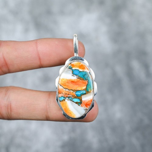 Oyster Coppe Turquoise Gemstone 925 Sterling Silver Handmade Pendant AS- 33 - Picture 2 of 3