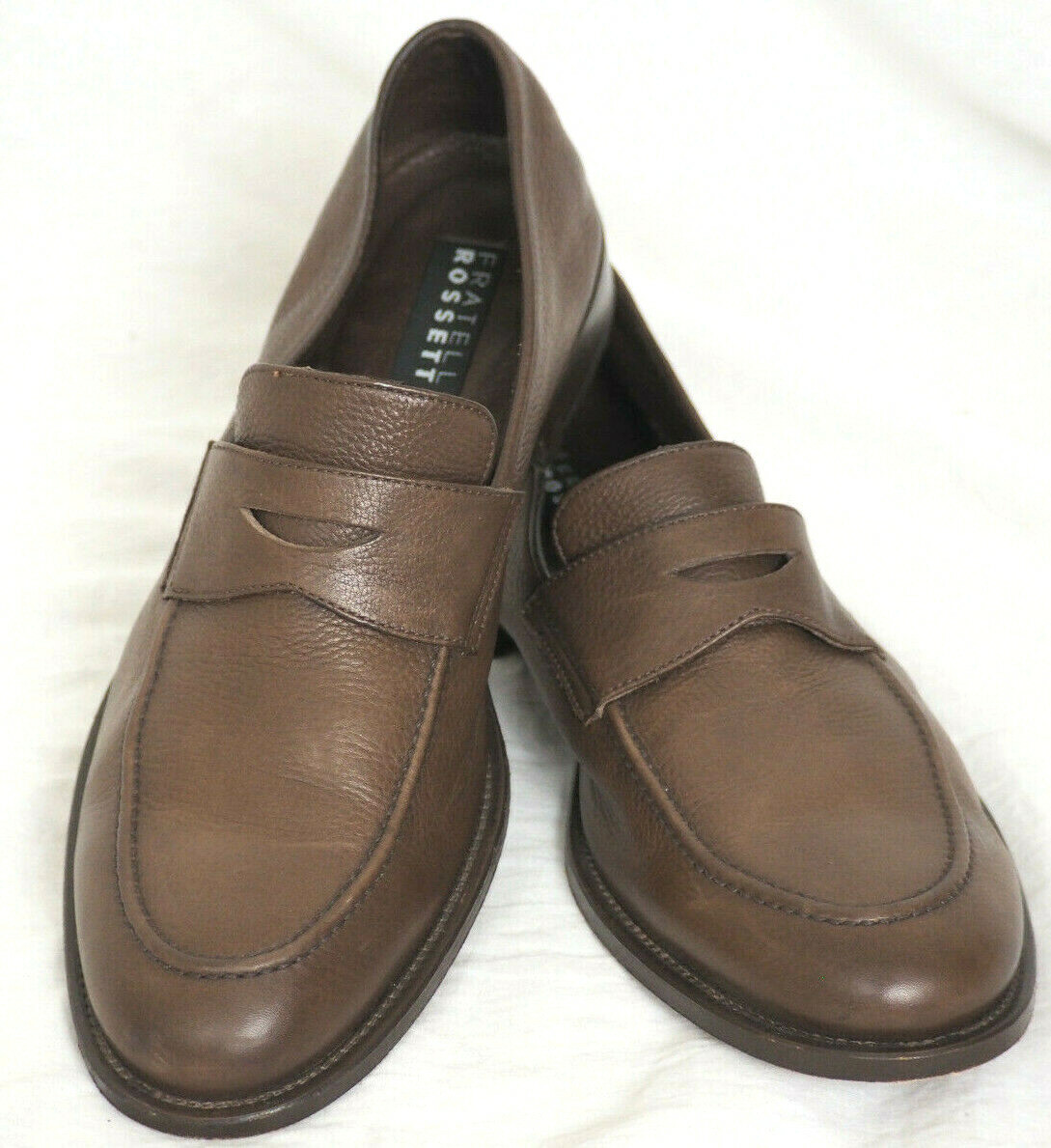 Mens FRATELLI ROSSETTI Safari Brown Leather Penny Loafers  display picture 1