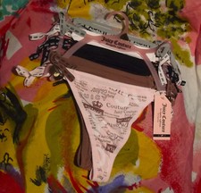 5 NEW JUICY COUTURE JC3127 5PKAH MF NO PANTY LINES STRING SIDES THONG PANTIES L