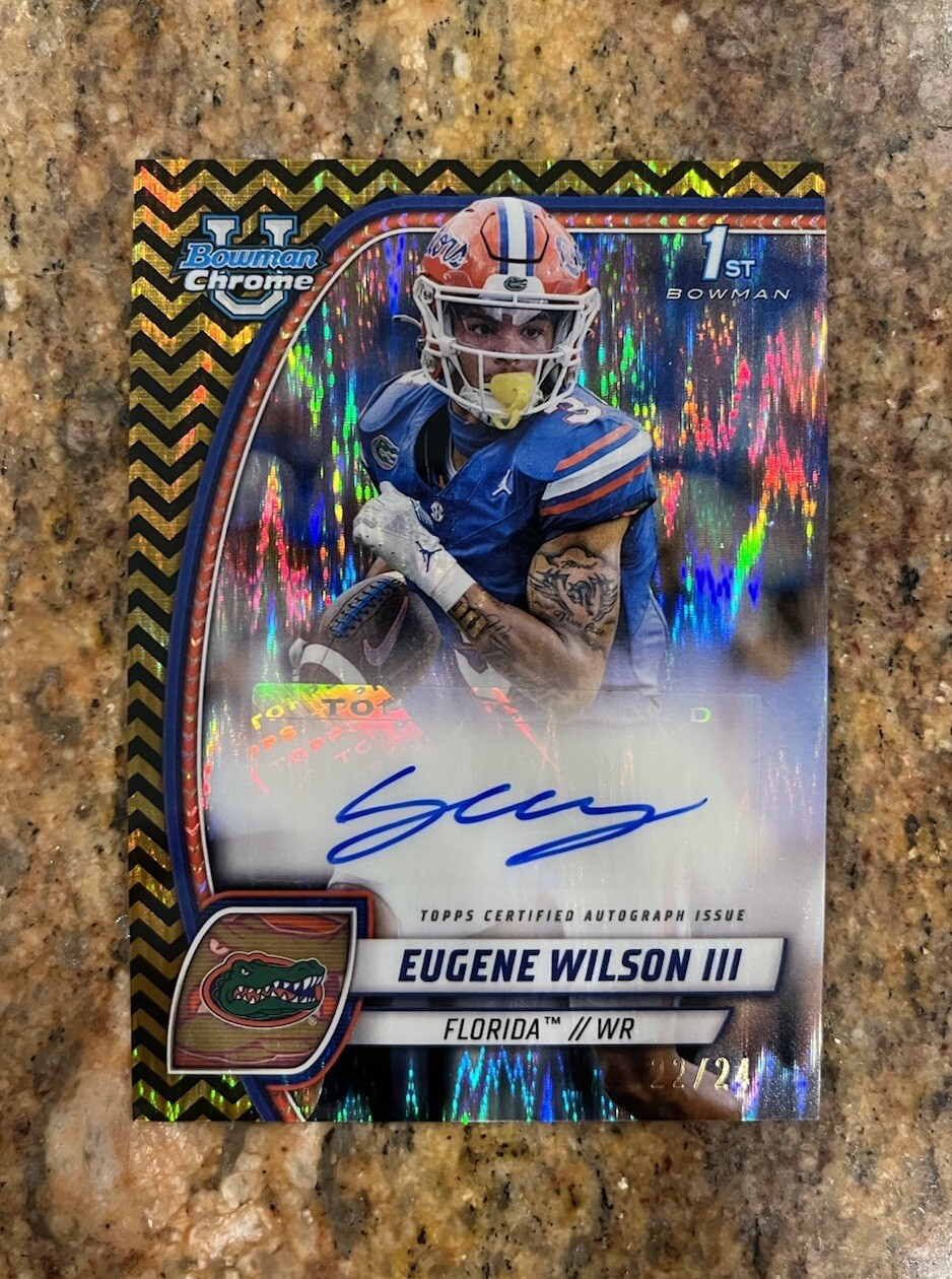 2024 Bowman Chrome University Eugene Wilson III Autograph Black/Gold Stealth /24