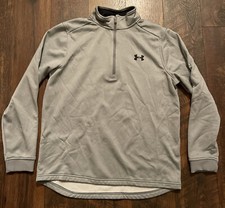 Under Armour Cold Gear Sweatshirt 1/4 Zip Large Gray Pullover Logo Long Sleeve