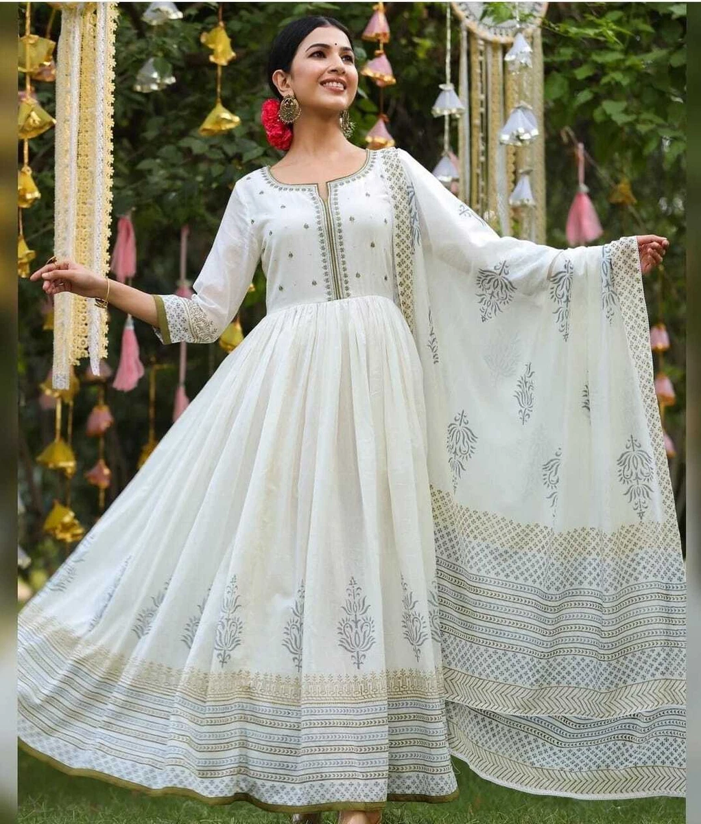 White Anarkali beautiful dress | Anarkali dress pattern, Traditional  dresses, Long dress design