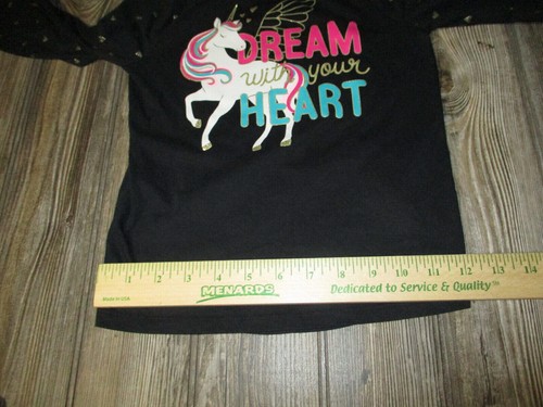 Jumping Beans Size 5 Girls Long Sleeve Unicorn Dream With Your Heart Black - Picture 7 of 7