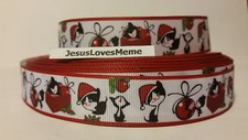 Grosgrain Ribbon Cute Christmas Playful Black  White Kitty Cats Holiday 7/8"