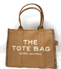 AUTH NWT Marc Jacobs The Jacquard Large Logo Zip Top Cotton Tote In Camel~NEW🌹