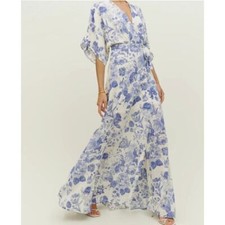 Reformation Women’s Winslow True Wrap Lucerne Blue Floral Dress size XS