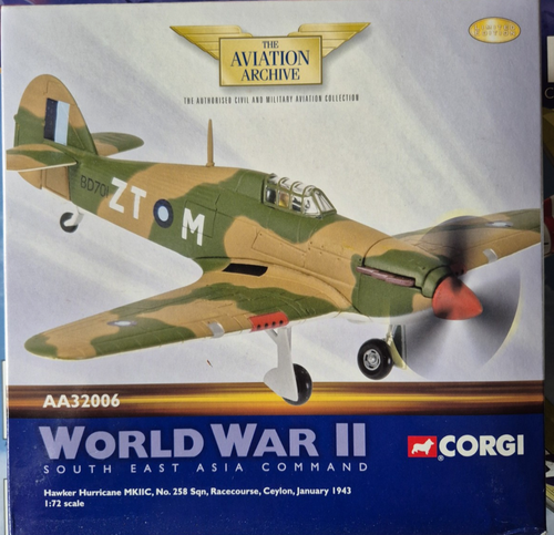 CORGI 1:72 HAWKER HURRICANE MICRO AA32006 CEYLON 1943 LIMITED EDITION