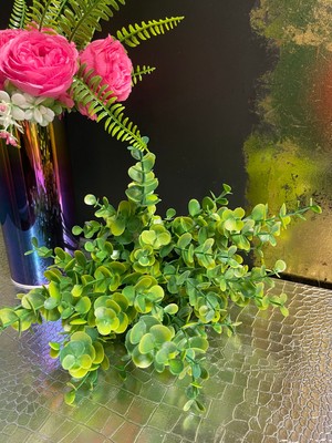 Kunstpflanze grüner Laubstrauß 34 cm