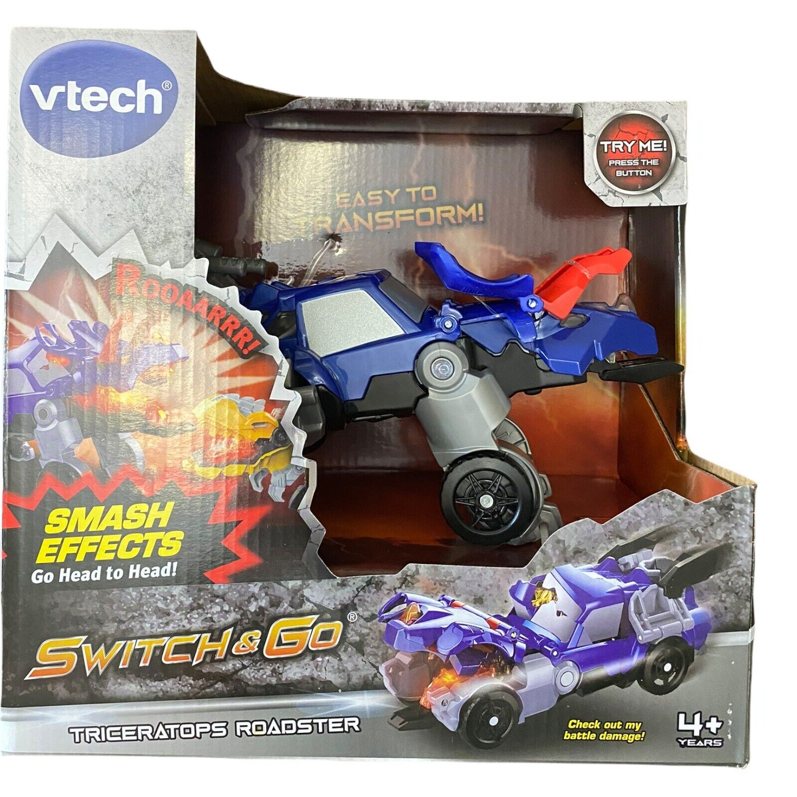 New Vtech Switch & Go Triceratops Roadster w/ Lights and Sounds