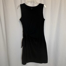 Talbots Tank Dress Side Tie Size Medium Black Casual Cotton Blend