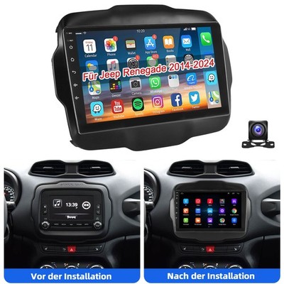 Für Jeep Renegade 2014-2024 Android 15 Carplay Autoradio NAVI SWC Kamera+ 2+64GB