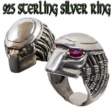 Predator Head Ring .925 sterling silver Metal Alien Biker Punk Movie Aliens P-Z