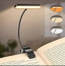 LED Book Light Clip-On – 3 Color Modes, 10 Brightness Levels Flexible Gooseneck