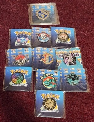FULL Pokémon GO Fest 10 Year Anniversary Lapel 10 Pins & Coin Complete Set