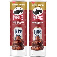 Pringles Lite Beer-braised Steak Potato Crisps Chips 2cans Miller Light Jul 2027