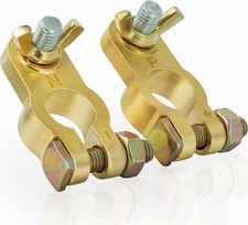 1 Pair Heavy Duty Brass Battery Terminal Connectors Top Post Clamp Set Car