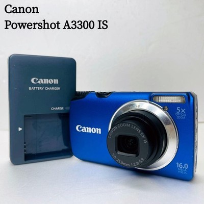 ジャンク扱い　Canon PowerShot A3300 IS 青 Canon Powershot A3300 IS Blue Digital Camera with Charger Slightly