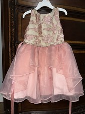 Rare Editions Flower Girl pink With Diamond Rhinestones Gems Formal Dress Size 5