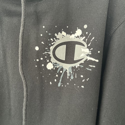 Champion Men’s M Black Graphic Pullover Hoodie Sweatshirt - Picture 2 of 10