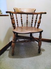A Victorian Country Elm and Beech Smokers Bow Arm Chair Circa 1880 Lovely Grain