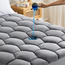 Grey Waterproof Quilted Fitted Mattress Protector Deep Pocket Oeko Tex Twin